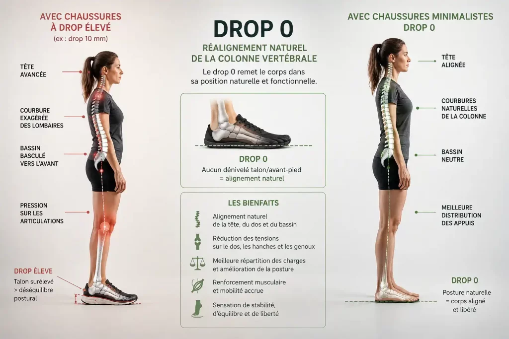 avantage d'un drop 0 grâce aux chaussures minimalistes