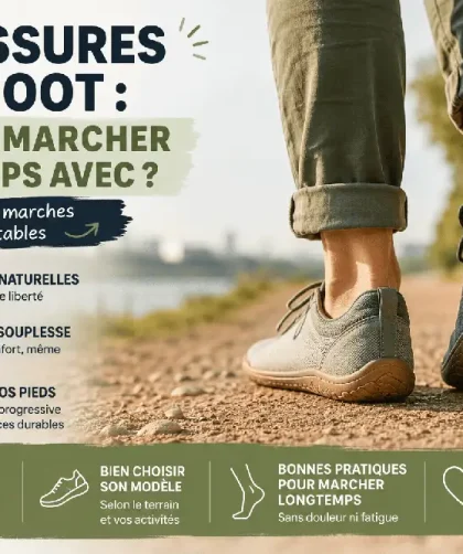 Personne marchant avec des chaussures barefoot sur un chemin naturel