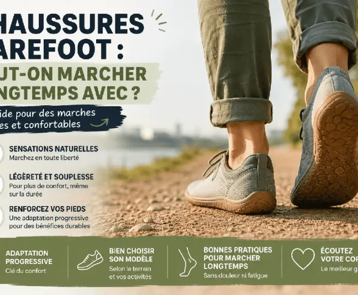 Personne marchant avec des chaussures barefoot sur un chemin naturel